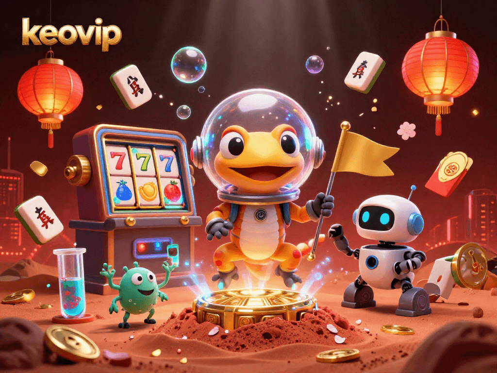 Engage with Keovip's vibrant Martian casino adventure featuring iconic slot elements.