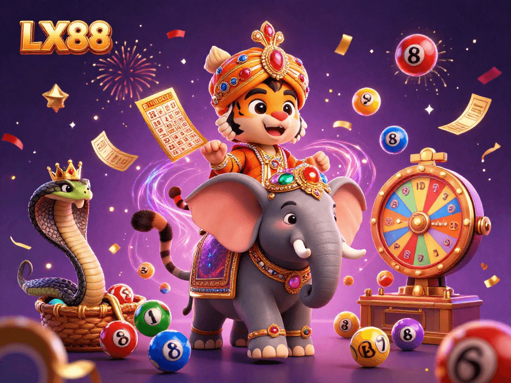 Join the fun at LX88 with an exhilarating 3D scene featuring unique characters and vibrant gambling elements.