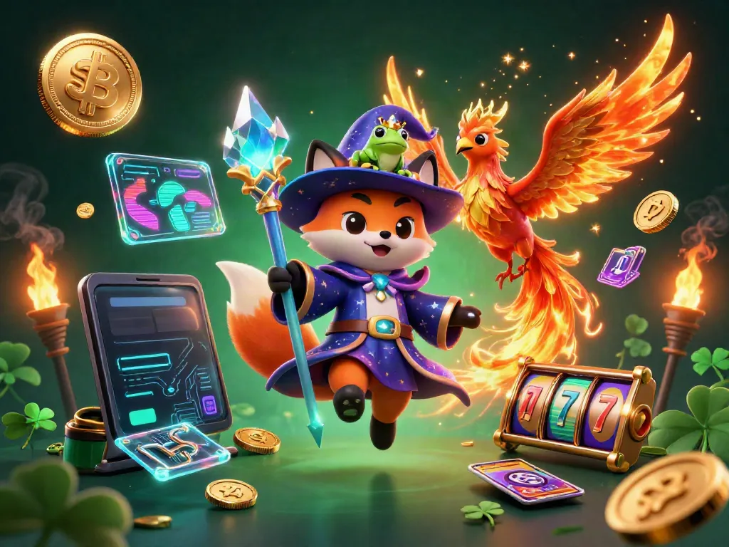 Engage with the vibrant gambling world at s8 showcasing wizard fox with crypto elements.