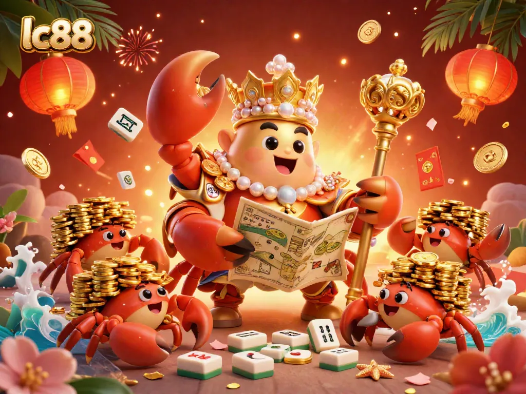 Engage with lc88 in a vibrant 3D casino scene featuring a golden crab and lively gaming elements.