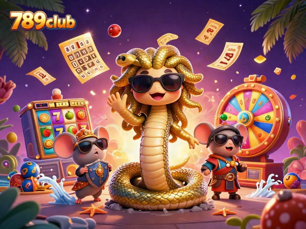Experience thrilling games at 789club with fun characters and vibrant slot elements, capturing the excitement!