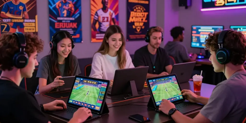 Engaging scene of players at trang chủ da88 enjoying online gaming and sports betting.