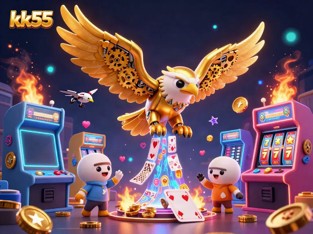 Experience thrilling gaming action at kk55 with vivid 3D animated casino elements and items.