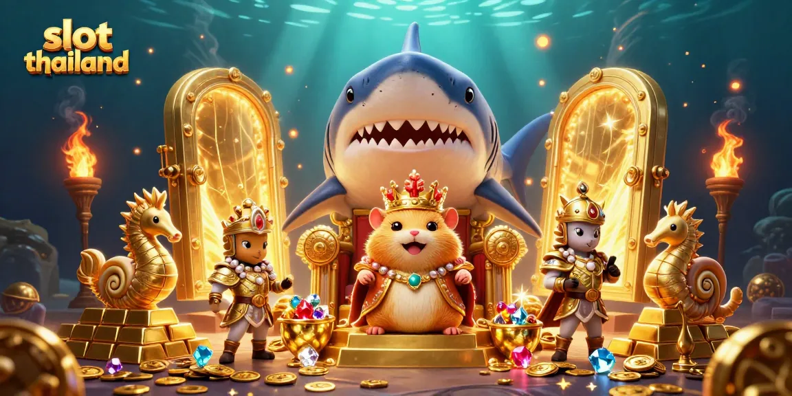 Spin vibrant slot thailand reels featuring a golden hamster king amid treasures and seahorse guards.