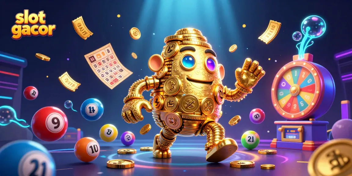Experience slot gacor with a vibrant 3D illustration featuring animated golden characters and lively game elements.