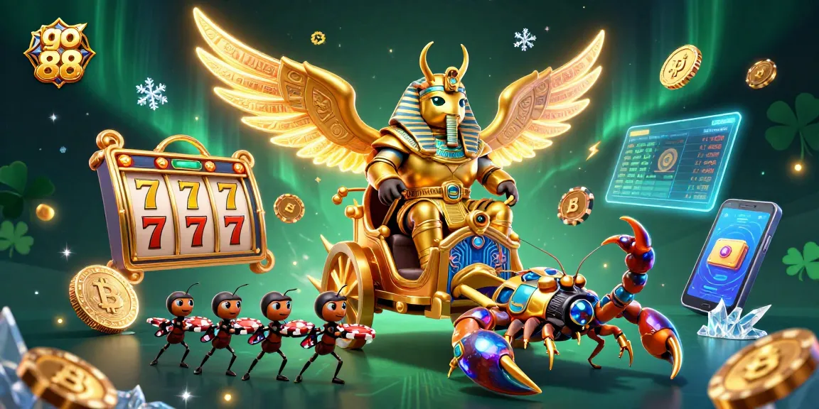 Experience go 88's thrilling jackpot hunting with illuminated 3D characters and vibrant casino elements.