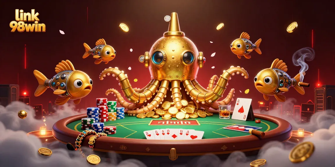 Experience thrilling excitement with link 98win in a vibrant poker scene featuring a kraken submarine!