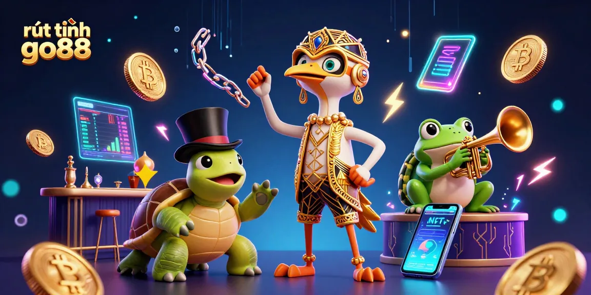 Execute rút tiền go88 quickly with a lively 3D gambling scene featuring cartoon characters and vibrant game elements.