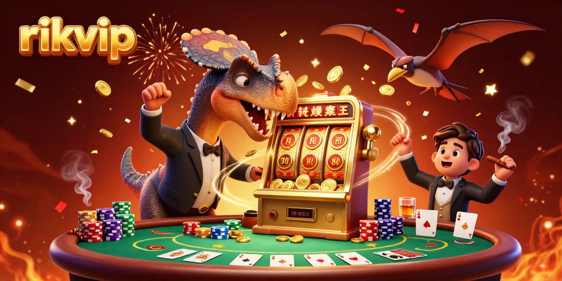 rikvip players celebrating as a pachycephalosaurus hits a jackpot at a golden slot machine