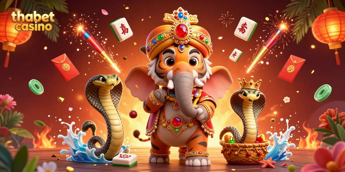 Play at thabet casino with the vibrant 3D illustration of a majestic maharaja and his elephant.