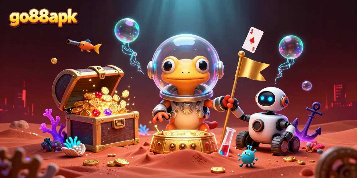 Engage with go88apk as the Martian gecko uncovers a golden casino treasure in a dynamic space scene.