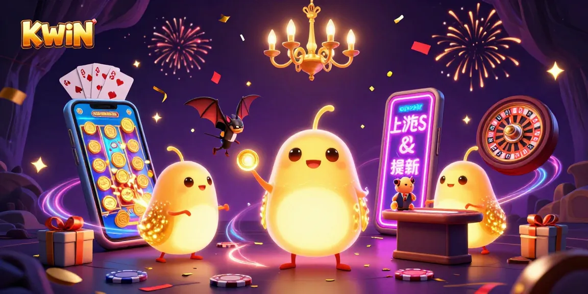 KWIN illuminates a vibrant casino scene with glowworms and a bat dealer, combining slots and table games.
