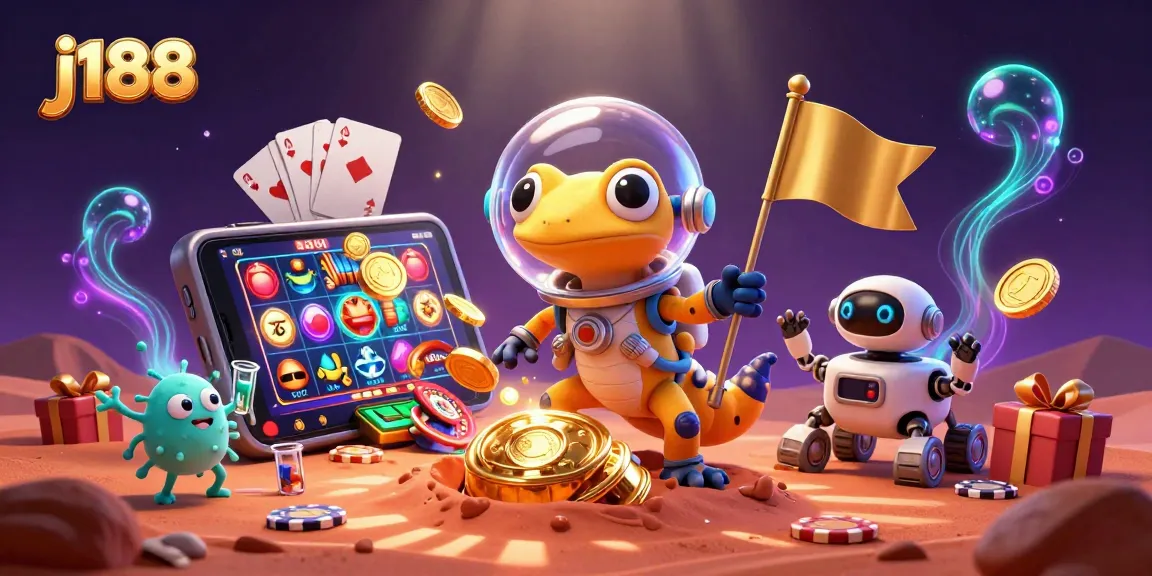 Win big at j188's thrilling casino adventure with vibrant 3D characters and glowing action.