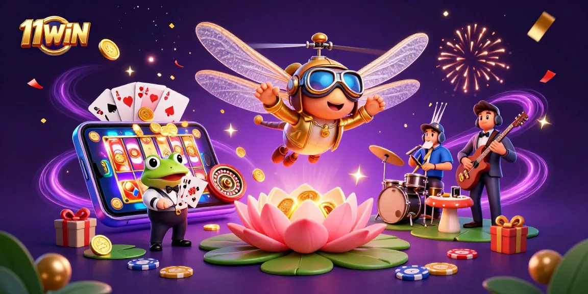 Experience the excitement of 11WIN casino with thrilling game elements in a vibrant scene