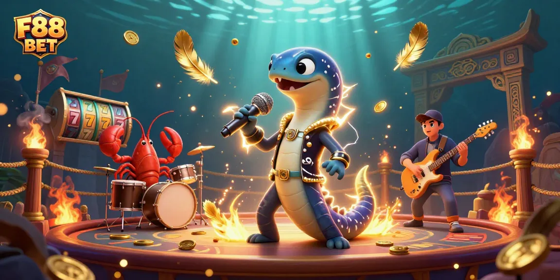 Experience the underwater excitement of F88 BET with electric eel DJ and casino vibes.