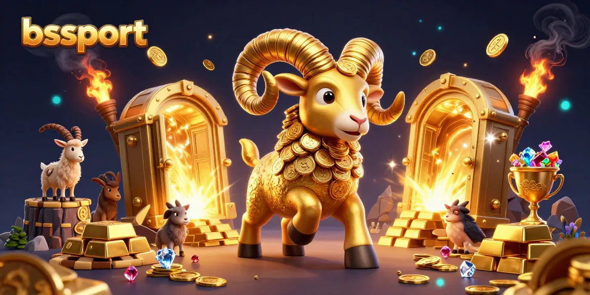 Engage in thrilling bets on Bsport with golden ram charging through a treasure vault scene